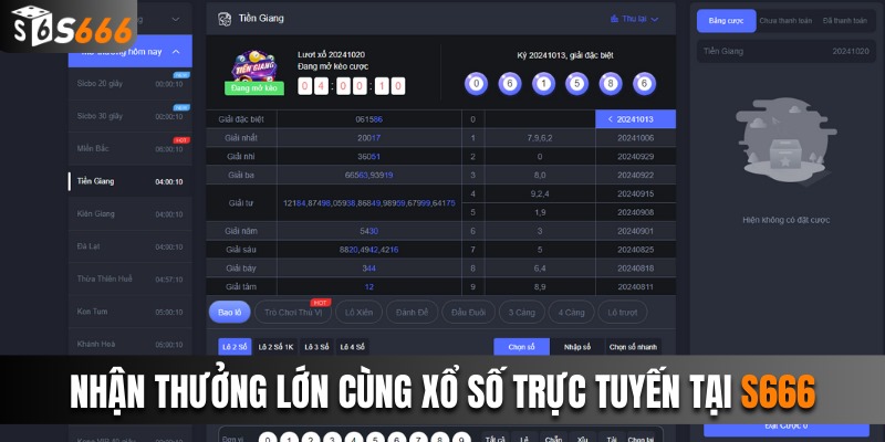 Nhận thưởng lớn cùng xổ số trực tuyến tại S666